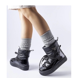 Cizme de zapada izolate negre cu banda elastica negru 2