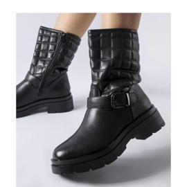 Botine negre cu partea superioară matlasată negru 1