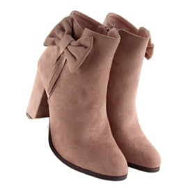 Cizme cu toc inalt cu fundita roz nc93 roz multicolor 1