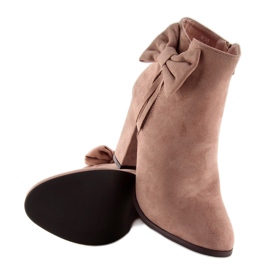 Cizme cu toc inalt cu fundita roz nc93 roz multicolor 2