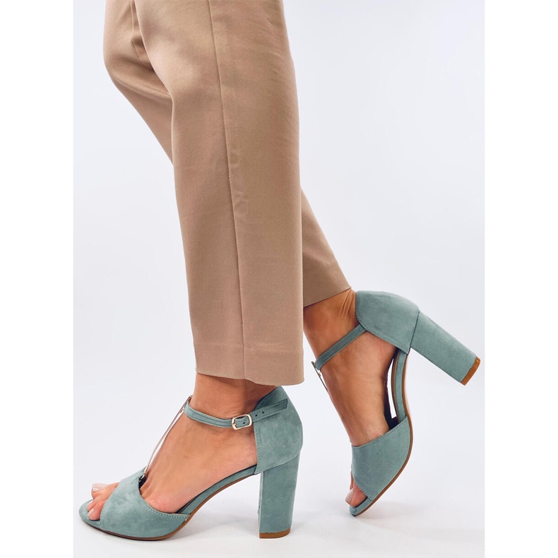 Seastar Sandale albastre cu toc inalt cu decor auriu albastru 2