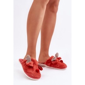 Papuci de damă cu motiv de ren coral roșu 1 Papuci de damă cu motiv de ren coral roșu 1