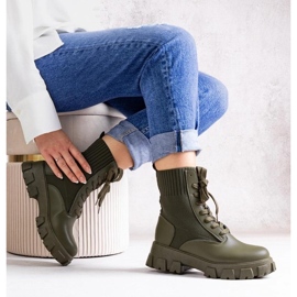 Botine verzi cu partea superioară elastică Zogba - Solea verde 2