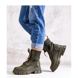 Botine verzi cu partea superioară elastică Zogba - Solea verde 3