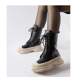 Pantofi muncitori negri cu talpa bej groasa Crosia - Solea negru 1