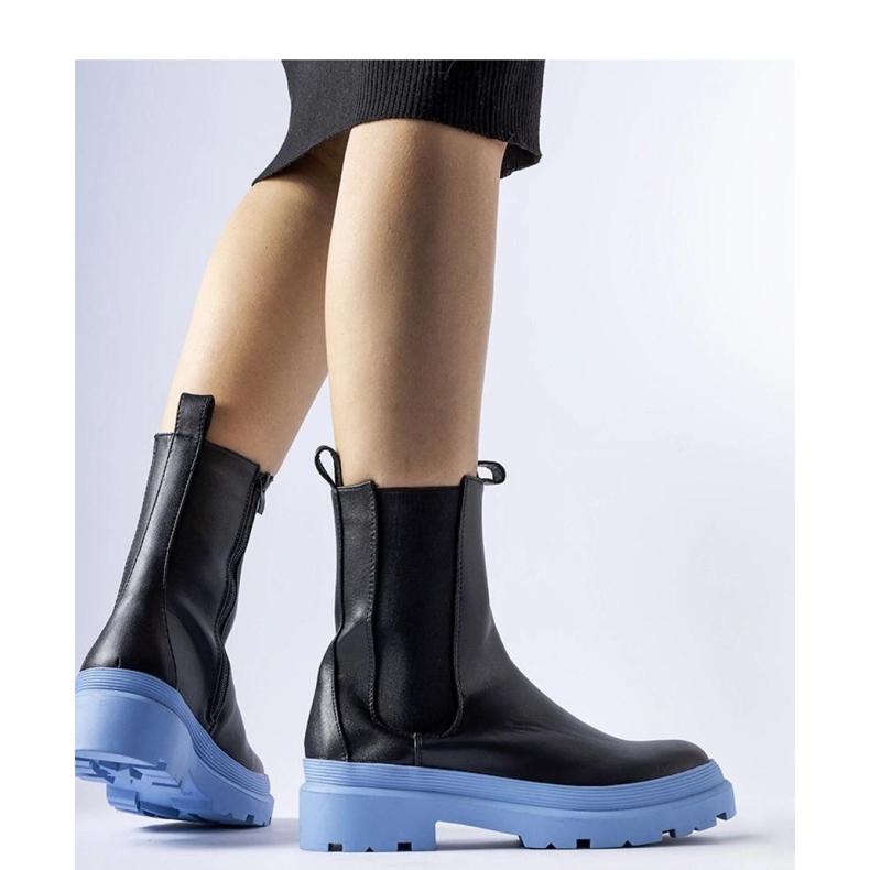 Pantofi negri cu talpa albastra Georgette - Solea negru 1