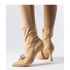 Botine bej decorate cu fundita de zircon de Mars - Solea 1