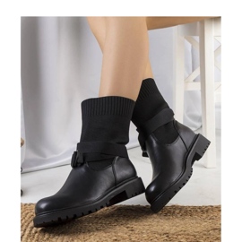 Botine negre cu partea superioara elastica Ricky - Solea negru 2