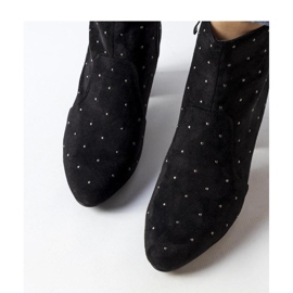 Botine negre cu strasuri, piele intoarsa eco Suvi - Solea negru 2