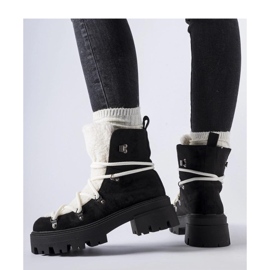 Cizme de muncitori negre cu limbă decorativă negru 1