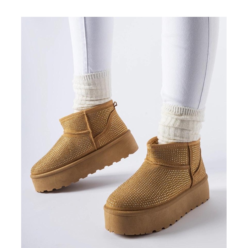 Cizme de zapada maro cu zirconi 1