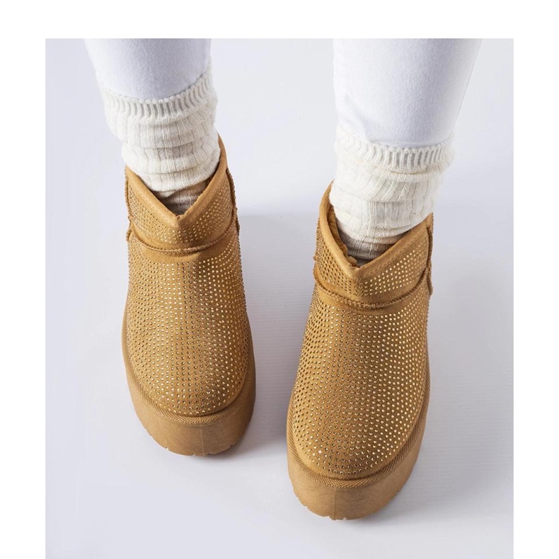 Cizme de zapada maro cu zirconi 2