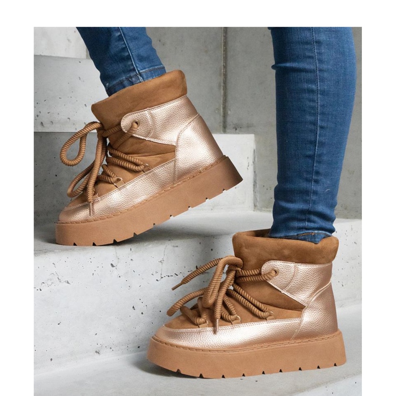 Cizme de zapada cu platforma izolate cu blana maro 1