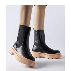 Botine negre cu talpa roz deschis negru 1