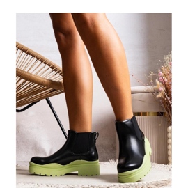 Botine negre pe platformă verde negru 1