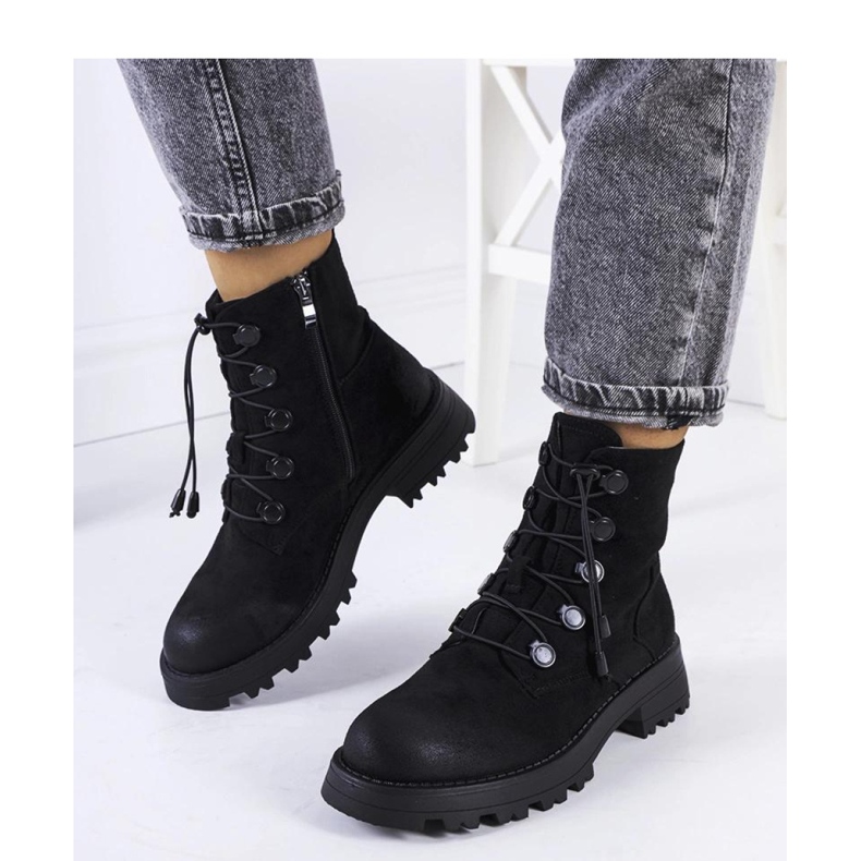 Cizme negre din piele intoarsa ecologica negru 1