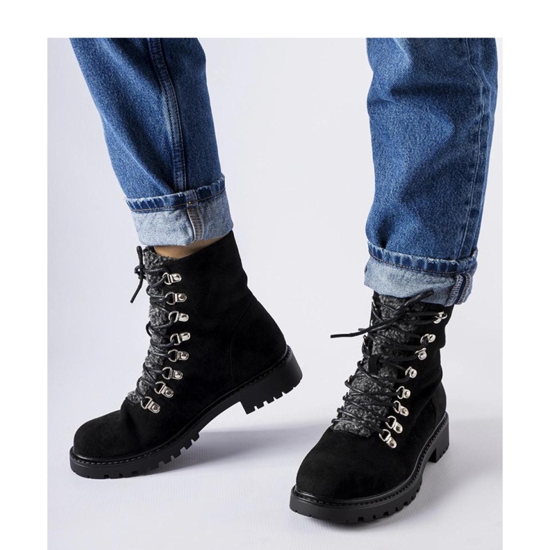 Botine negre din piele intoarsa ecologica negru 1 Botine negre din piele intoarsa ecologica negru 1