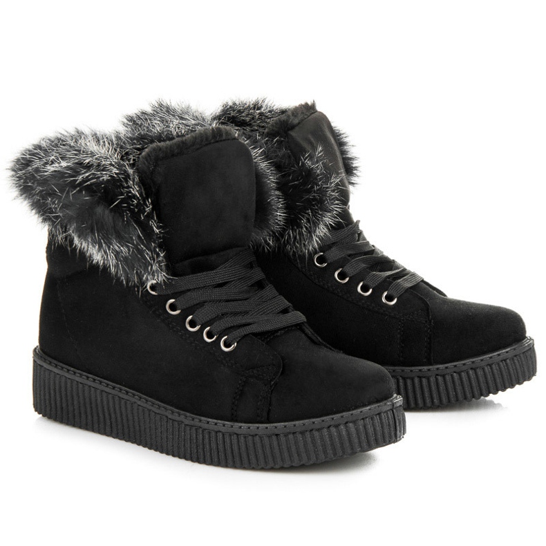 Cizme Creepers Cu Blana negru 1