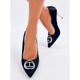 Tocuri înalte negre cu decor cu cristale negru 2