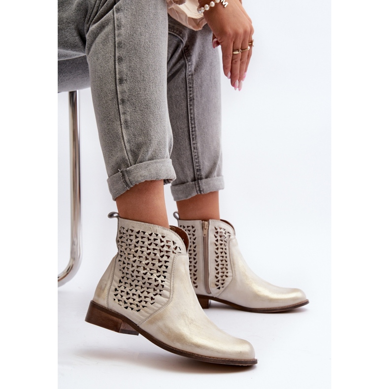 Cizme ajurate Zazoo Gold galben 1 Cizme ajurate Zazoo Gold galben 1