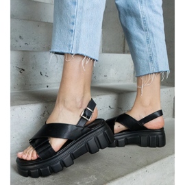 Sandale negre elegante cu platforma Torriana negru 1