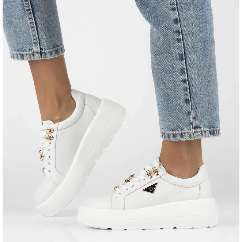 Tenisi Filippo DP6382/24 Wh din piele, alb 1