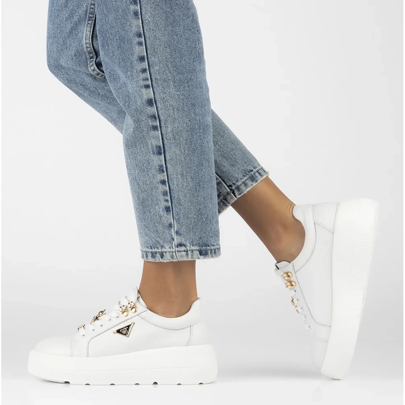 Tenisi Filippo DP6382/24 Wh din piele, alb 2