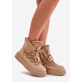 Cizme de zapada Tamidra bej inchis pe platforma 2