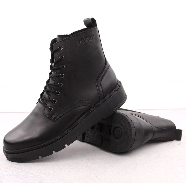 Pantofi din piele pentru bărbați izolați Rieker 30101-00 RKR751 Negru 2