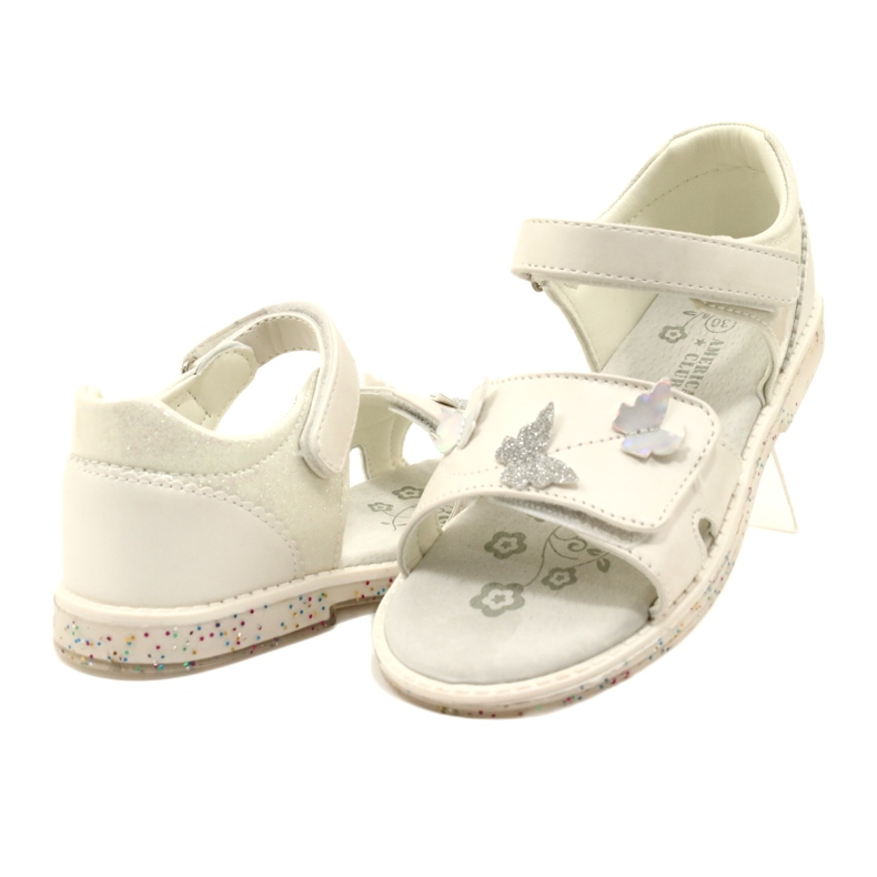 Sandale Velcro pentru fete în Butterflies American Club XD58/22 White alb 4