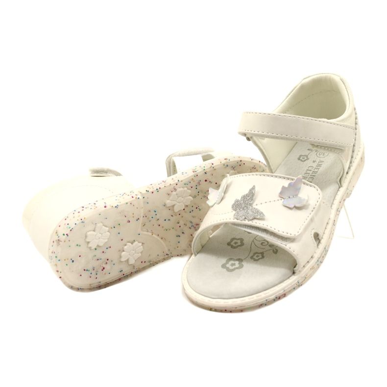 Sandale Velcro pentru fete în Butterflies American Club XD58/22 White alb 5