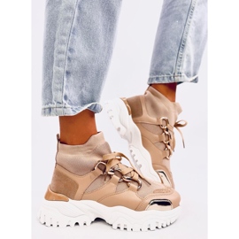 Sneaks adidași pentru cuburi bej/kaki cu decorațiuni de aur 2