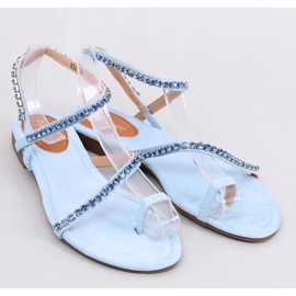 Sandalele pentru femei flip -flops cu strasuri albastre albastru 4