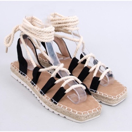 Sandale pentru femei espadrilles legate negru 1