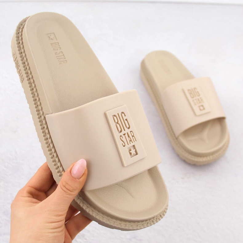 Flip-flops de damă bej cu platformă Big Star LL274A210 1
