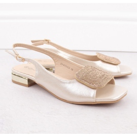 Sandale de dama elegante cu decor zircon auriu Potocki WS43314 de aur 1