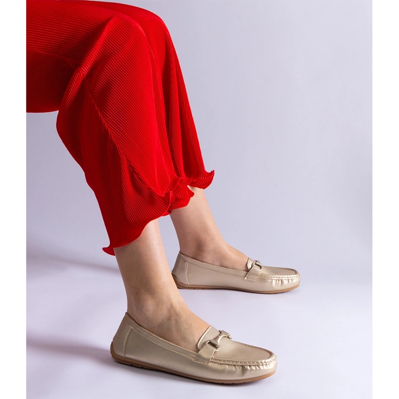 Gold Classic Eco Loafers piele metalică de aur 1