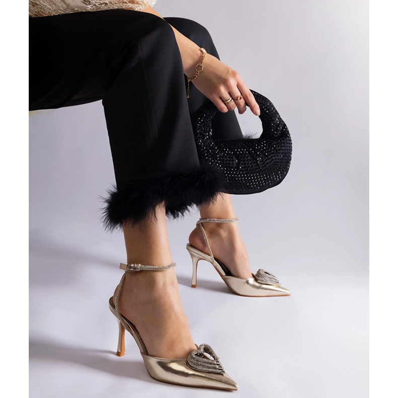 Tocuri aurii cu toc deschis decorat cu zirconi de aur 1