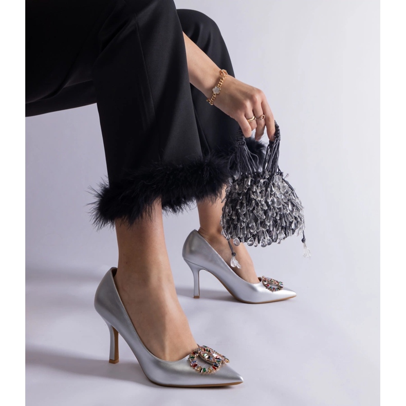 Tocuri argintii decorate cu zirconi colorati 1