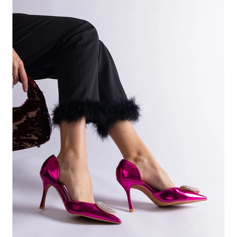 Tocuri înalte roz decorate cu zirconi 2