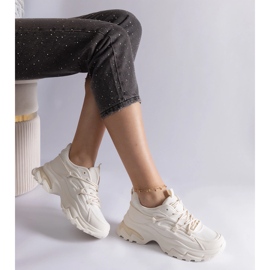 Adidași sportivi bej pe o talpă masivă 2