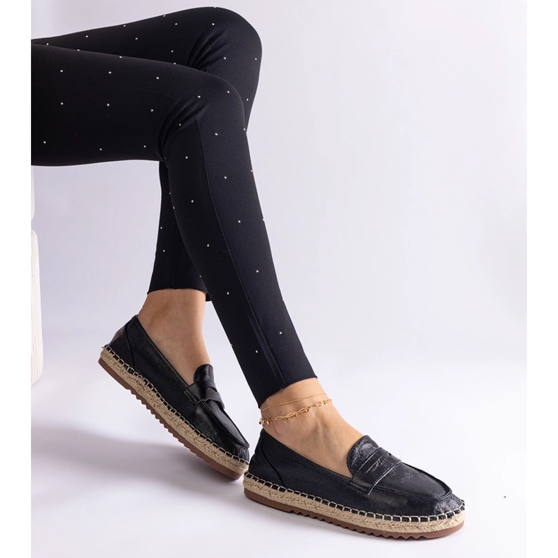 Espadrilles glisante negre pe platformă negru 1