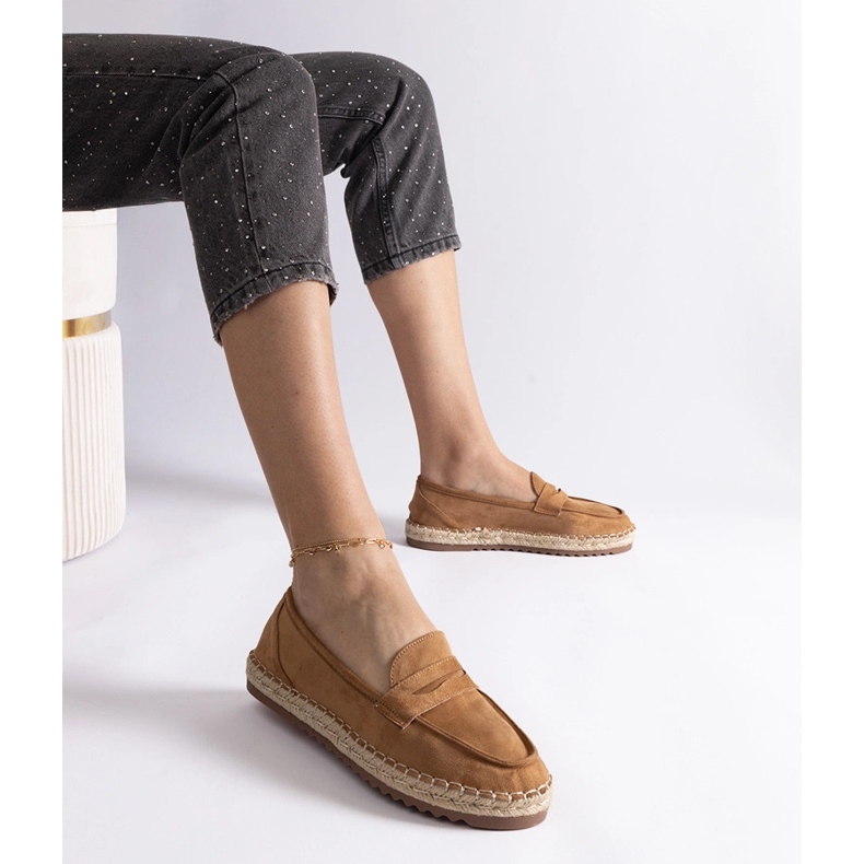 Caramel alunecă espadrilles pe platformă maro 1