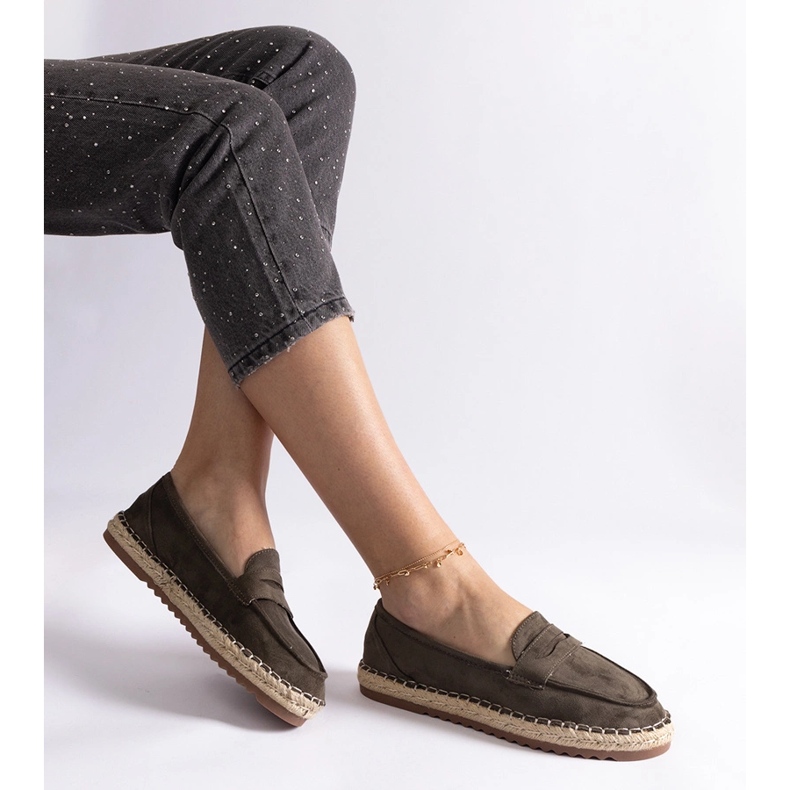 Espadrilles alunecătoare verzi pe platformă verde 2
