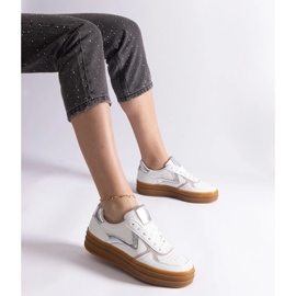 Adidași albi și argintii cu talpă de cauciuc 2