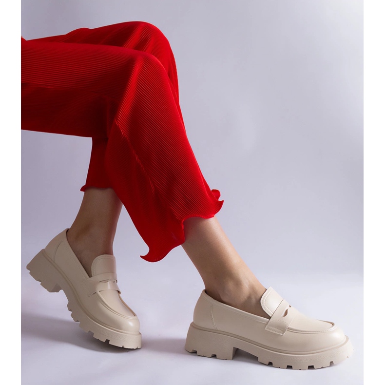 Mocasini de dama bej din piele ecologica 1