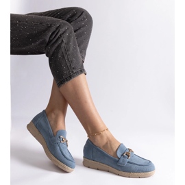 Plăcile de femei albastre cu Eco Suede cu un lanț albastru 2
