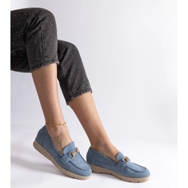 Plăcile de femei albastre cu Eco Suede cu un lanț albastru 3