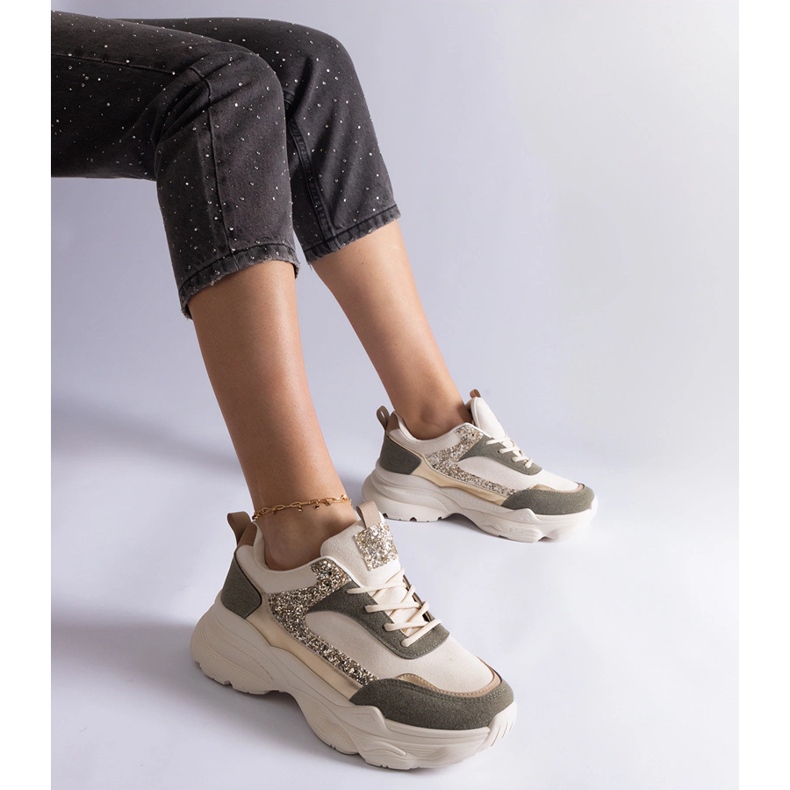 Tenisi verzi cu inserții cu sclipici verde 1