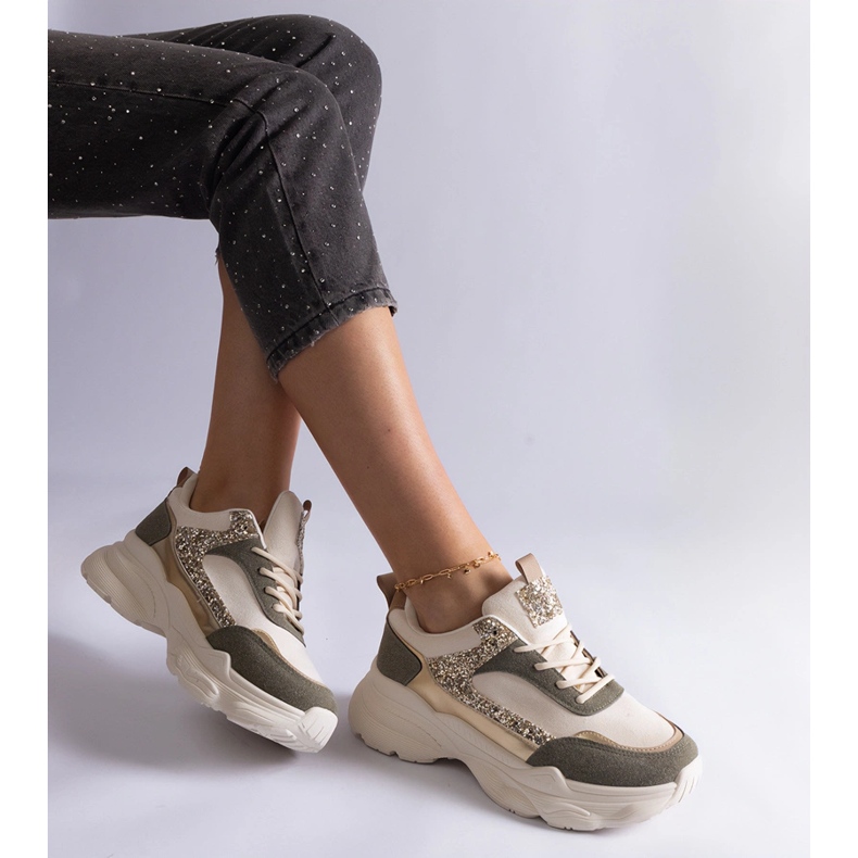 Tenisi verzi cu inserții cu sclipici verde 2